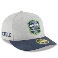 Men's Seattle Seahawks New Era Heather Gray/Navy 2018 NFL Sideline Road Low Profile 59FIFTY Fitted Hat 3058520